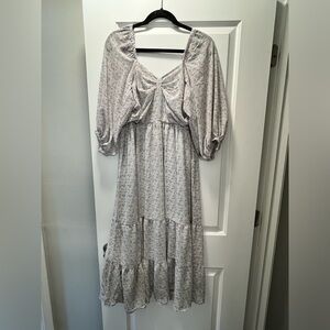 Vintage Blossom Tiered Midi Dress